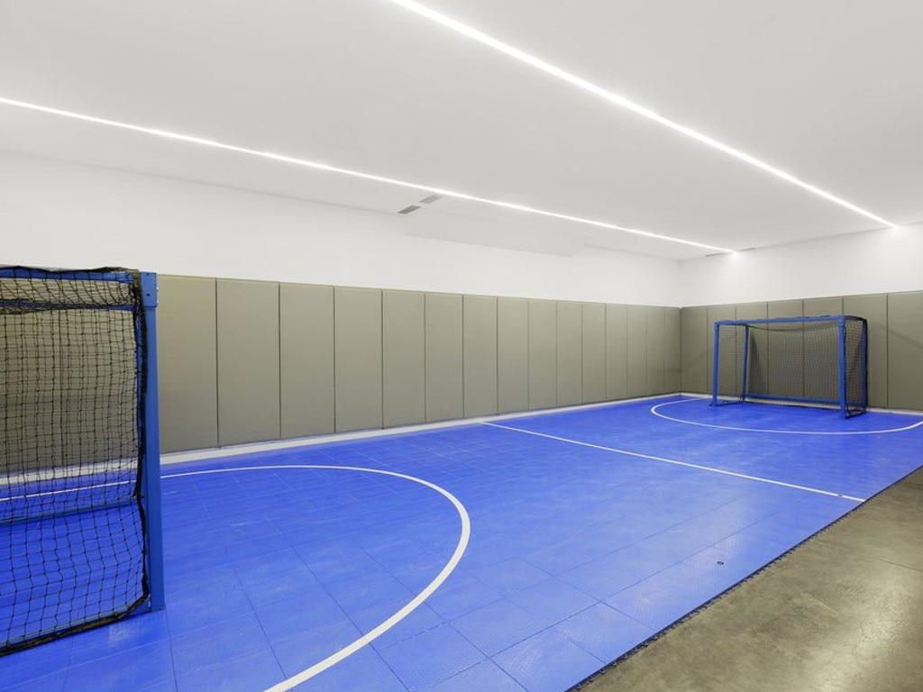 The indoor soccer pitch.