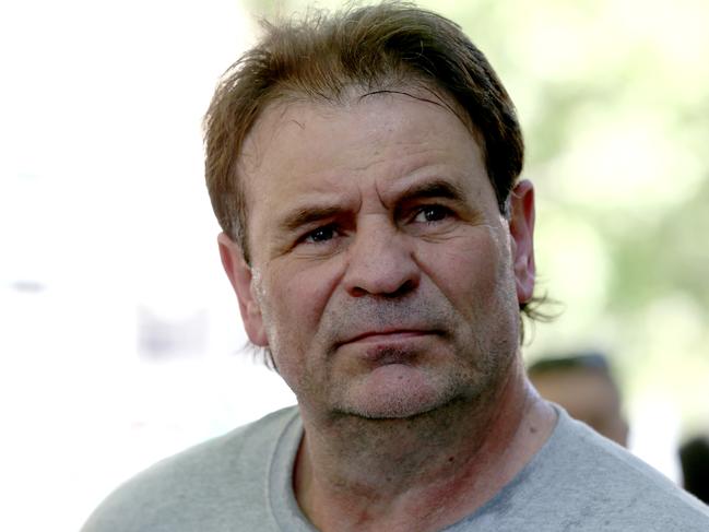 CFMEU Victorian secretary John Setka participate in a Construction, Forestry, Maritime, Mining and Energy Union (CFMEU) rally in Adelaide, Wednesday, October 23, 2019. Hundreds of workers have stopped work at building sites across the city to demand the introduction of industrial manslaughter laws. (AAP Image/Kelly Barnes) NO ARCHIVING