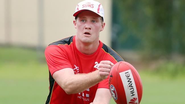 Former Adelaide Crow Harrison Wigg at Gold Coast training. Picture: Richard Gosling