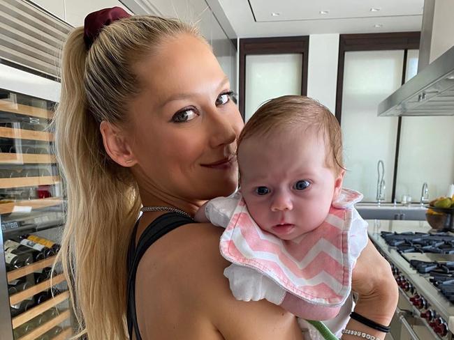 Anna Kournikova and her third baby daughter, who has not been named. Picture: Instagram