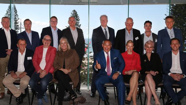 Business Leaders Roundtable: From left — backrow: James Gilmour, Chris Mills, Geoff Hogg, Dean Gould, Ron Calvert, Paul Donovan, Clark Kirby, Andrew Bell. From left — front row: Steve Cavalier, Tony Cochrane, Rebecca Frizelle, Tom Tate, Annaliese Battista, Criena Gehrke and Matthew Schneider