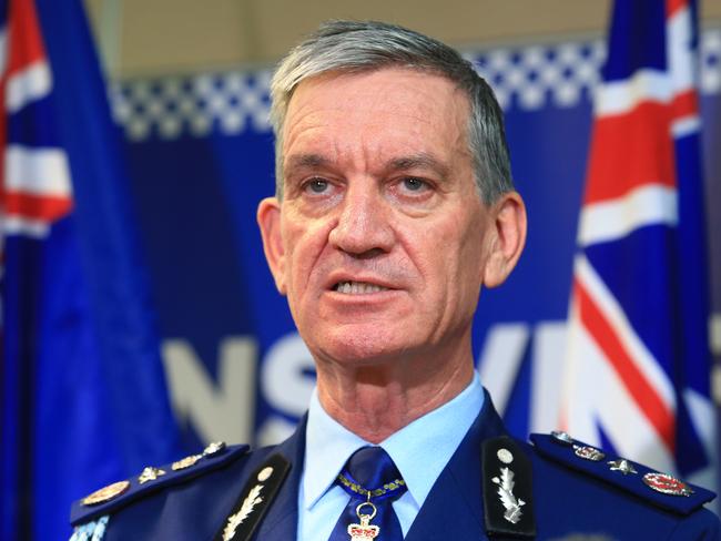 Retiring NSW Police Force Commissioner, Andrew Scipione, said his final farewell at Bankstown Police station today. Picture: Adam Taylor