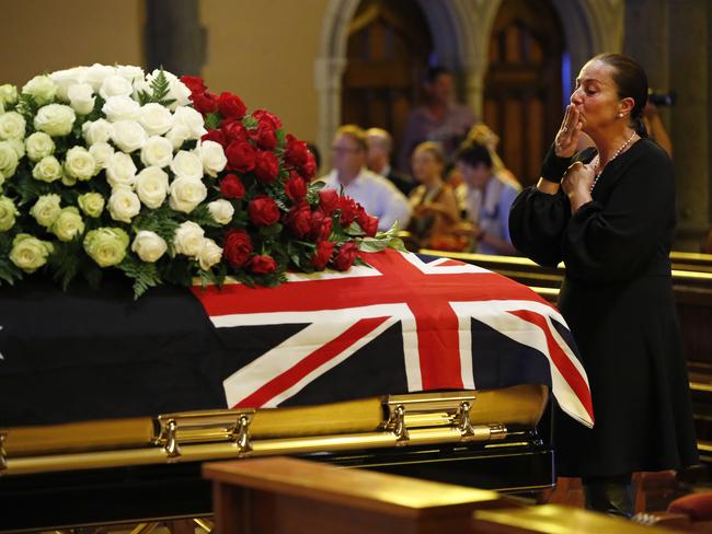 A mourner blows a kiss to Sisto. Picture: David Caird