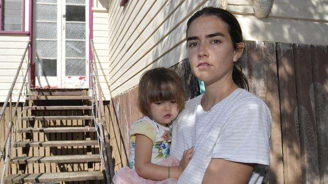 South Lismore resident Eleanor Fleetwood with her daughter Evelyn. The family has been offered a buyback yet next door neighbours including her father-in-law have not.