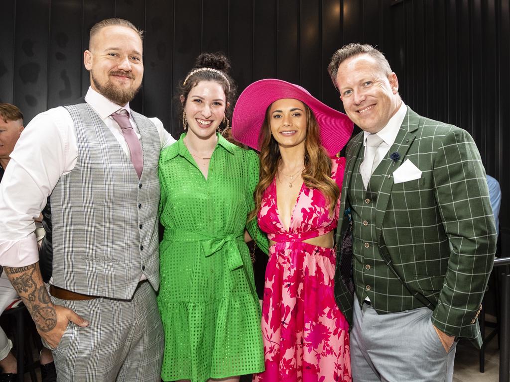 At the Melbourne Cup party are (from left) Bob Ruijter, Libby Coghlan, Kate Ruijter and Stephen Henry at The Rock, Tuesday, November 1, 2022. Picture: Kevin Farmer