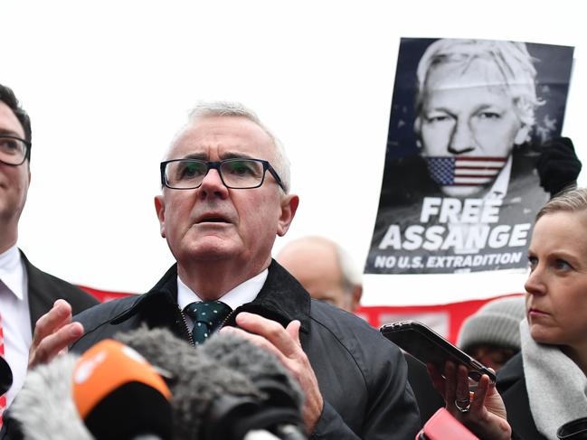 Andrew Wilkie hold a press conference at Belmarsh Prison in February. Picture: LEON NEAL/GETTY