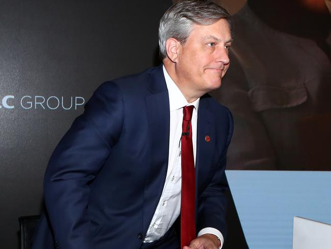 06/05/2019: (L-R) Westpac CFO Peter King and Westpac CEO Brian Hartzer announced a "disappointing" $3.3 billion result in Sydney on Monday. The bank's net profit has dropped by 22%. Hollie Adams/The Australian