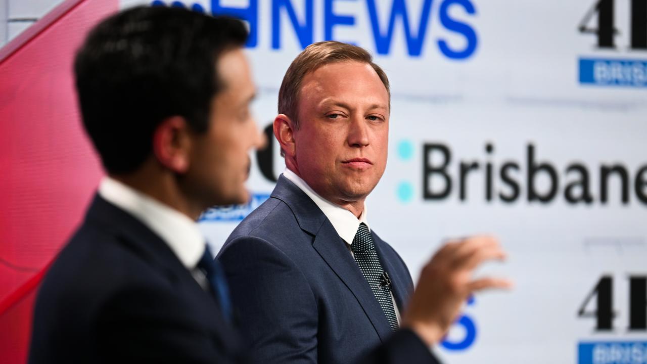 The debate was at times tense as Queensland Premier Steven Miles (right), and Opposition David Crisafulli sparred during the hour-long session. Picture: Pool via NewsWire/ Dan Peled