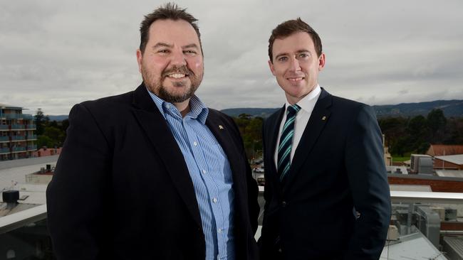 Steve Maras and with Property Council president Daniel Gannon. Picture: Tricia Watkinson