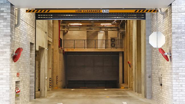 The entry to the underground car park at a Bondi Junction apartment building where Comanchero bikie Alen Moradian was shot dead as he sat in his car. Picture: Richard Dobson