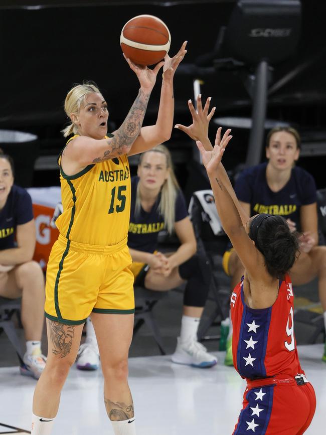 Cayla George in action against the United States during an exhibition game. Ethan Miller/Getty Images/AFP