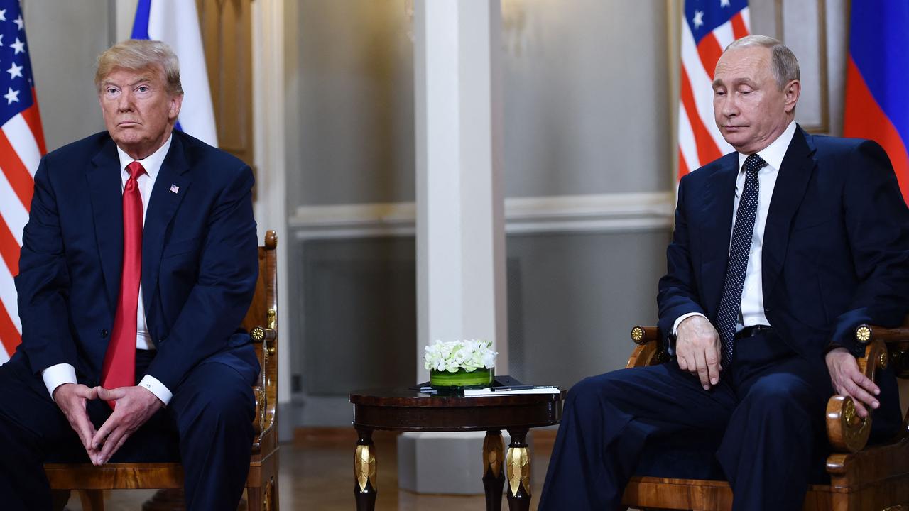 Then US President Donald Trump and Russian President Vladimir Putin at a meeting in Helsinki on July 16, 2018. The Republican claims he could do a deal to end the war between Russia and Ukraine within 24 hours. Picture: AFP