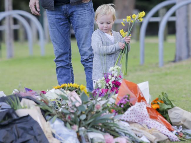 Families have stopped at Princes Park to remember a life cut too short. Picture: Wayne Taylor