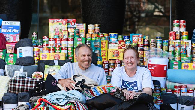 10/7/18 (LR) Ian McGregor (treasurer) and Lynette Favelle (president) from Street Mission at Dee Why RSL who have with some of the items they have helped donate for Street Mission.  Picture: Adam Yip / Manly Daily