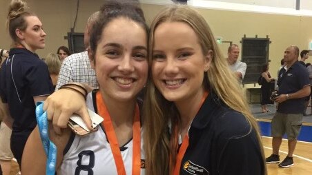 Georgia Amoore with Keeley Frawley after both represent Victoria. Picture: Anita Frawley.