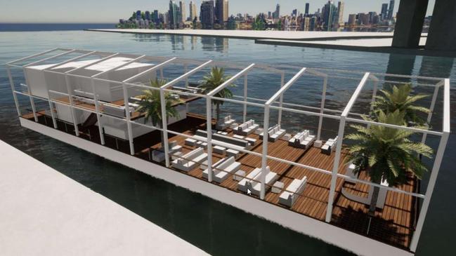 The floating function centre would be open on a sunny day. Picture: Bronter consulting.