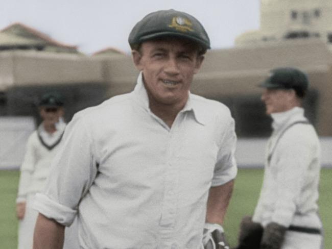 Donald Bradman reproduced into colour.