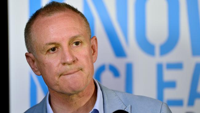 Then-premier Jay Weatherill holds a press conference after receiving the Citizens’ Jury report. Picture: Mark Brake