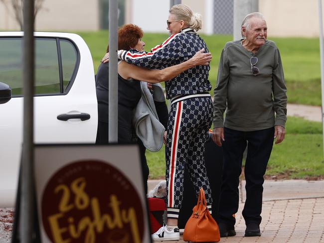 The Kid Laroi’s mum Sloane Howard picks up family members, including dad Kelly, before flying back to Sydney on the chartered plane. Picture: Jonathan Ng