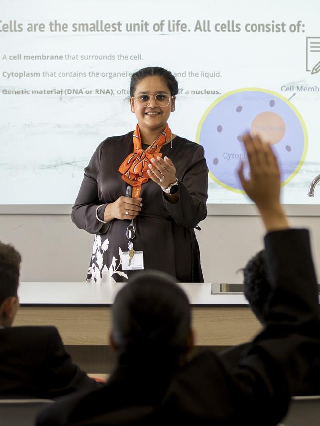 Teaching student Amanpreet Kaur takes a class as part of the Nexus program.