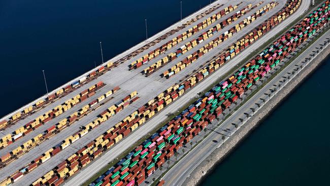 Shipping containers at the Port of Los Angeles, one of the busiest container ports in the US. Picture: AFP