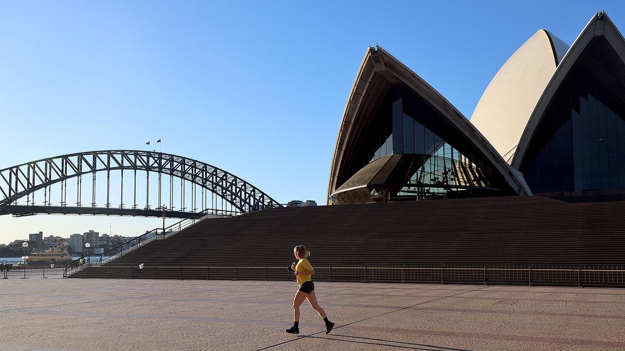 Sydney's Opera House and surrounds pictured empty amid the latest Covid-19 outbreak and lockdowns in NSW. Picture: NCA NewsWire / Nicholas Eagar