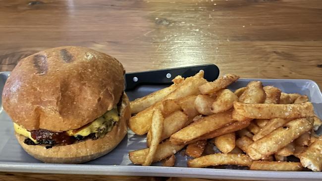 The Duke offers a large lunch menu including two main meals - such as cheeseburger and chips, for $30. Picture: Patrick Morrow