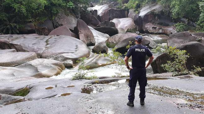 Police at the Babinda Boulders swimming hole. Picture: Queensland Police Service