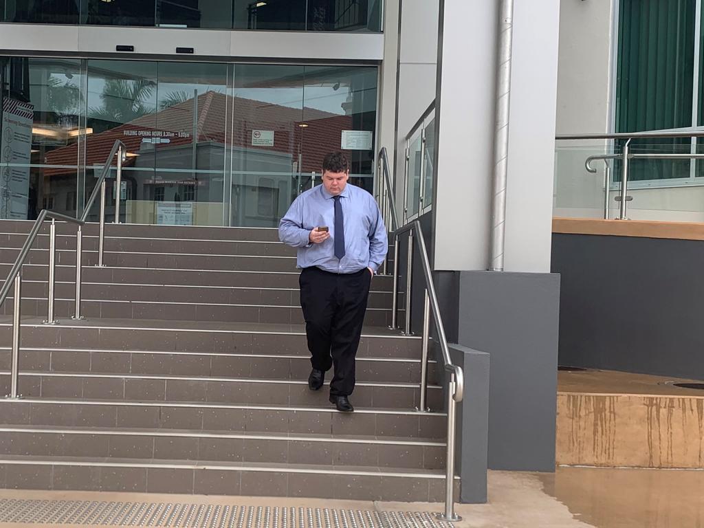 Daniel Boyd Bromilow pleaded not guilty today in Rockhampton District Court to one count of arson and one of attempted fraud. Pictured leaving Rockhampton courthouse.