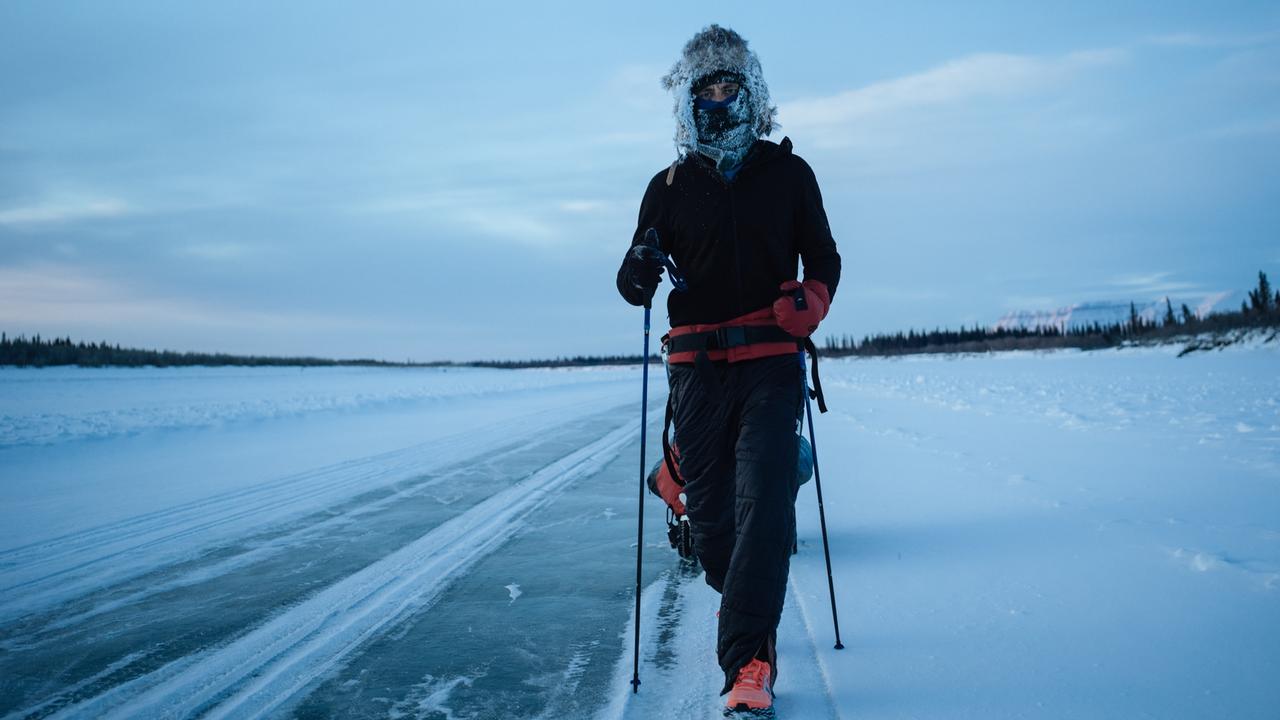 The father-of-two only slept for 11 hours across the seven day adventure. Picture: Aaron Crook