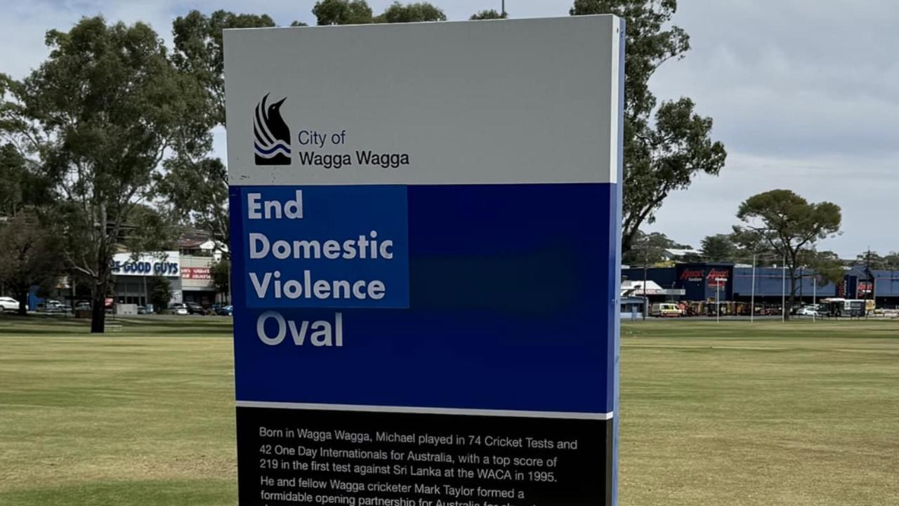 Michael Slater Oval's signage. Picture: Facebook/Councillor Jenny McKinnon, Wagga Wagga