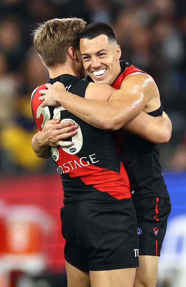 Matt Guelfi celebrates with Dylan Shiel. (Photo by Quinn Rooney/Getty Images)