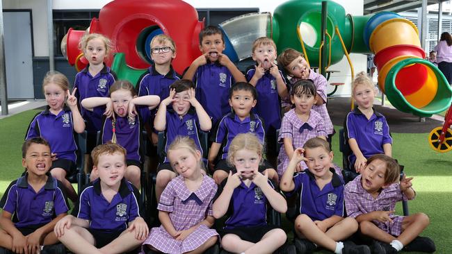 My First Year: Broadbeach State School Prep J. Front Row: Noah, Walter, Kaia, Chloe, Nehemiah, Luca. Middle row: Bowie, Marlie, Joseph, Luke, Sophia, Rada. Back row: Mae, Kai, Rafael, Sasha, Benjamin. Picture: Glenn Hampson.