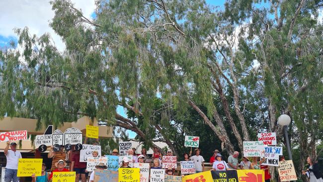 Kin Kin quarry truck protesters vent their frustrations outside Noosa Council.