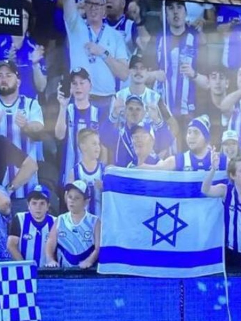 An Israeli flag in support of Harry Sheezel. Photo: Twitter.