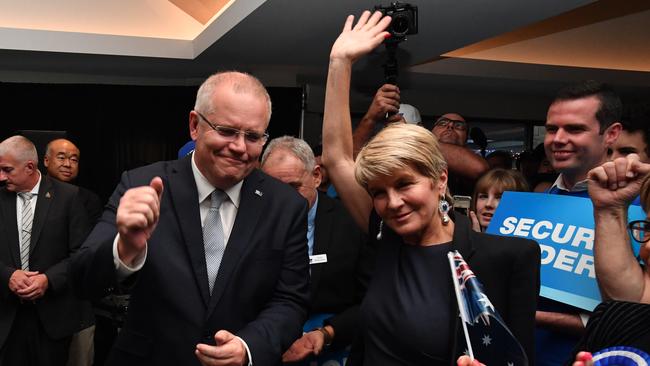 Former deputy leader Julie Bishop with the PM. Picture: AAP