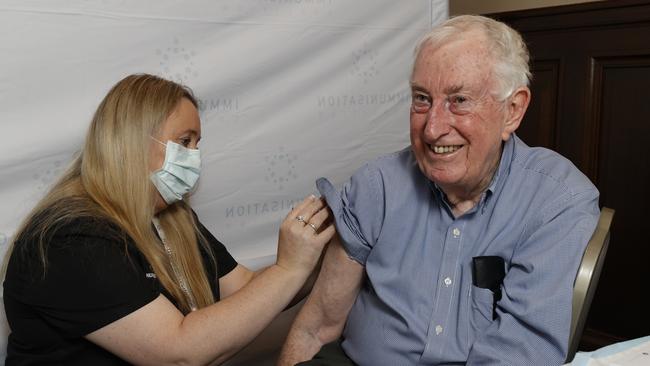 Professor Peter Doherty describes himself as a “vaccine tragic” and encourages everyone to get their flu and Covid jabs. Picture: Alex Coppel