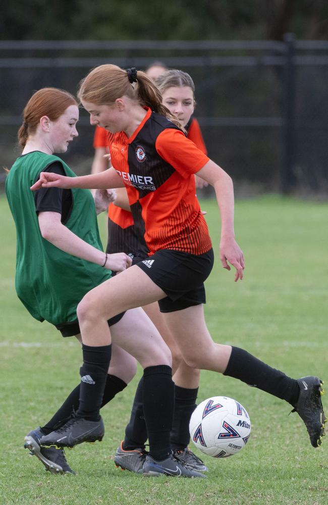 Dandenong City junior girls has been ‘turbocharged’ by the Matildas. Picture: Tony Gough