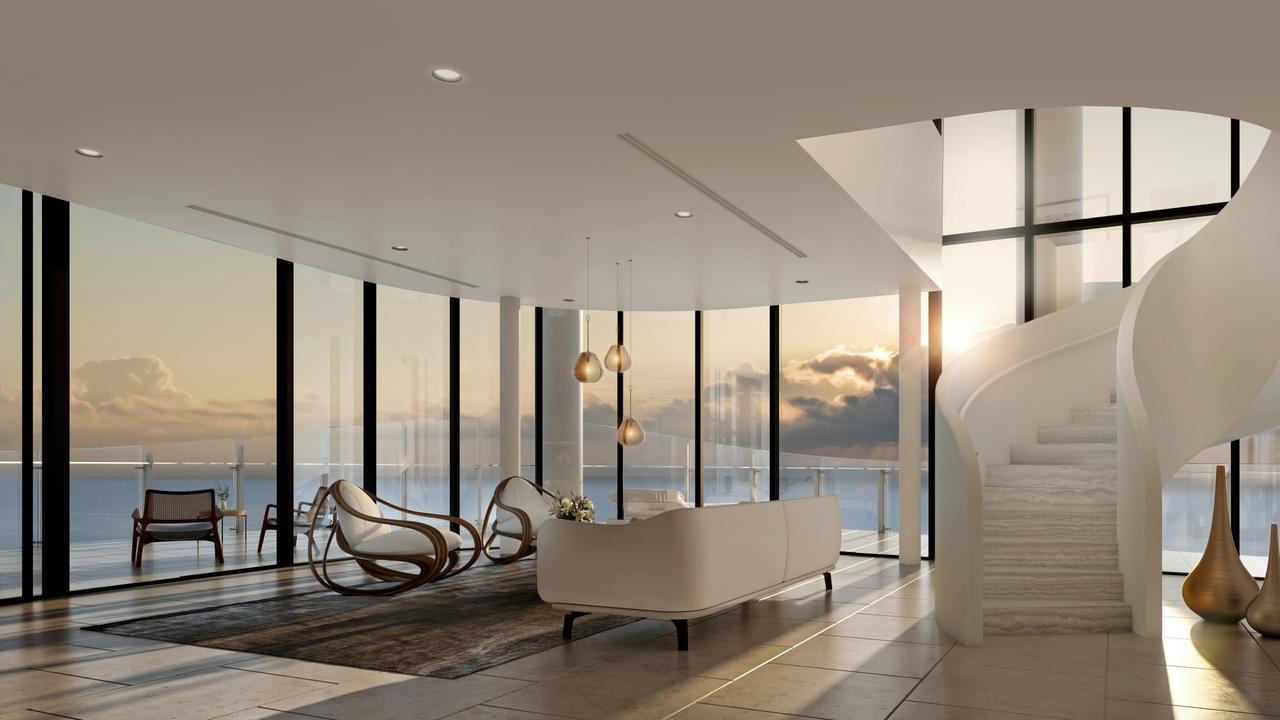 Artist impressions of the Sky Villas in Sunland's 272 Hedges Ave tower. Picture: Sunland Group