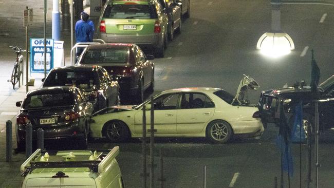 The scene in Hindley St after the shooting overnight. Picture: Scott Oates