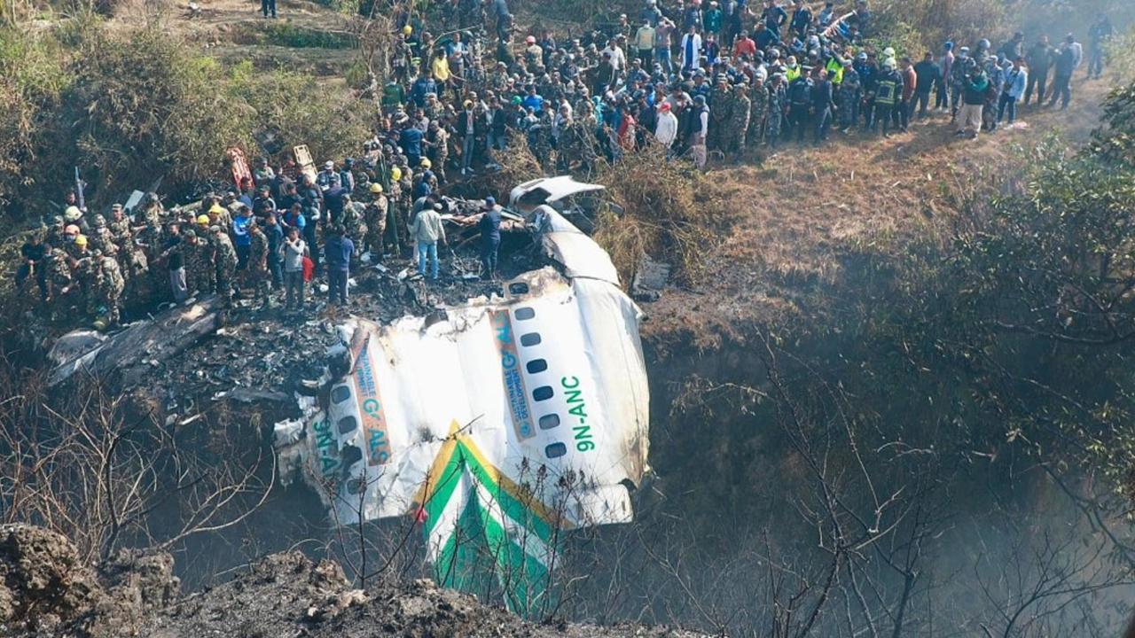 Dozens of people were killed on Sunday when an aircraft of domestic carrier Yeti Airlines crashed in Pokhara in Nepal. Picture: Twitter