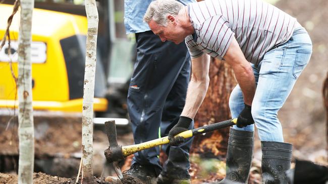 Detective Senior Sergeant Mark Dukes at the dig site. Picture: Peter Lorimer.