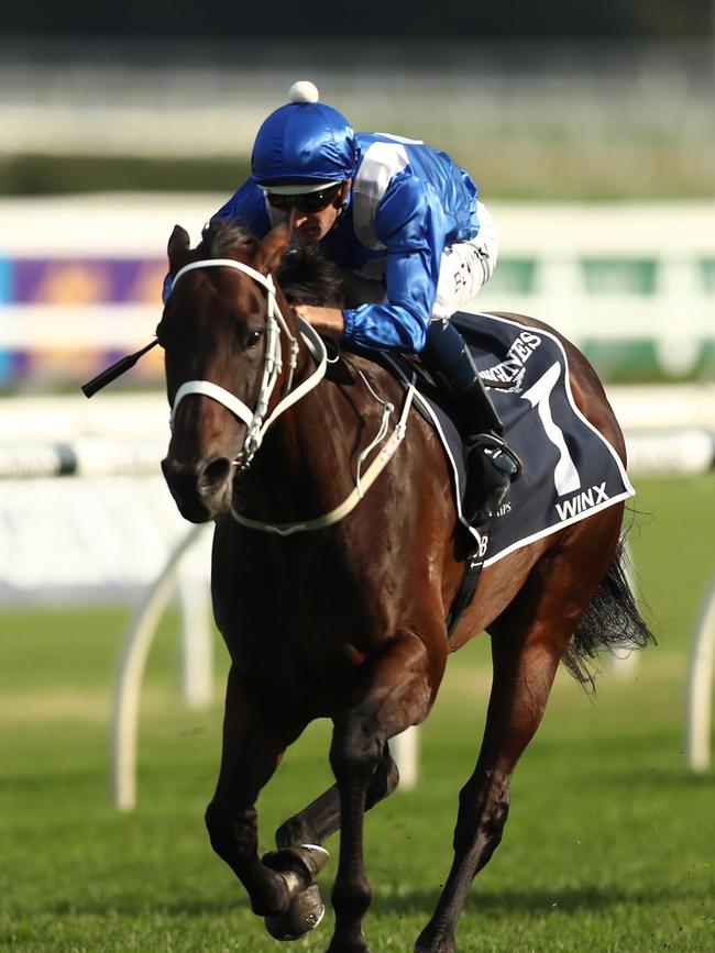 Hugh Bowman riding Winx. Picture: Getty Images