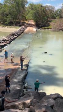 Chilling Footage: Kids play on edge of croc-infested Cahill’s Crossing 