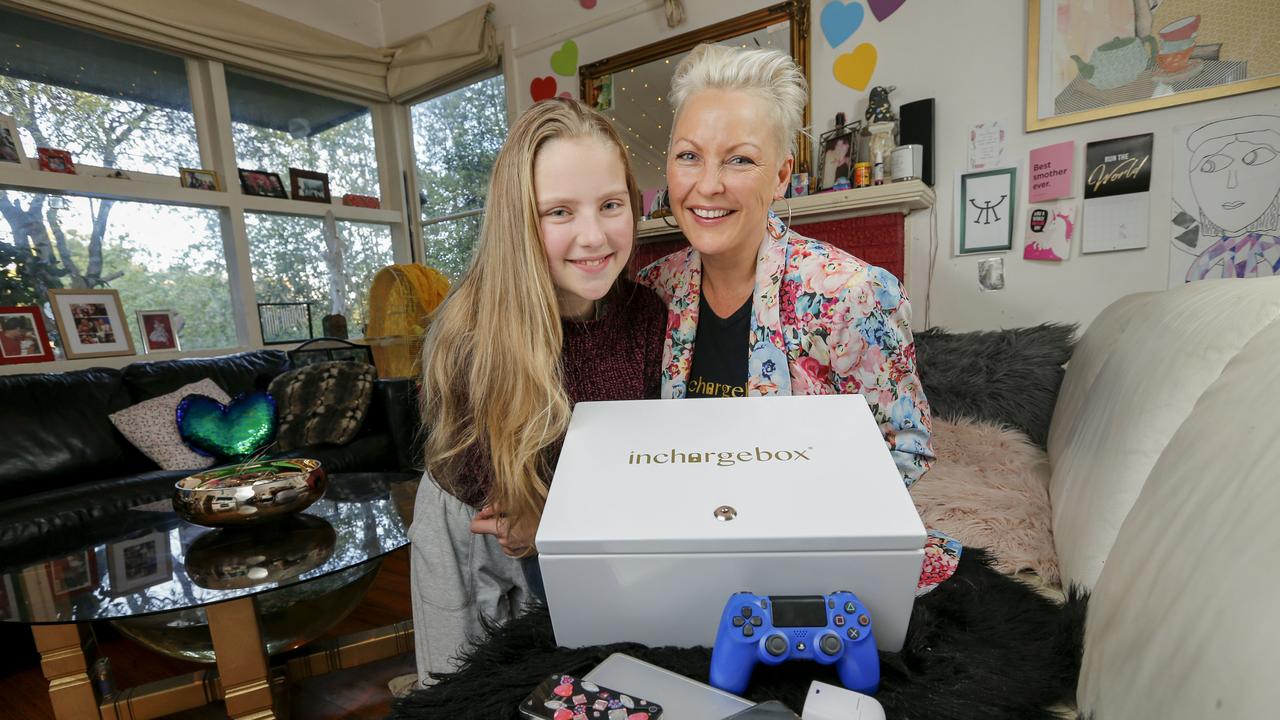 Kate Curry has invented the inchargebox – a lockable safe that can charge multiple devices at once. Picture: Wayne Taylor