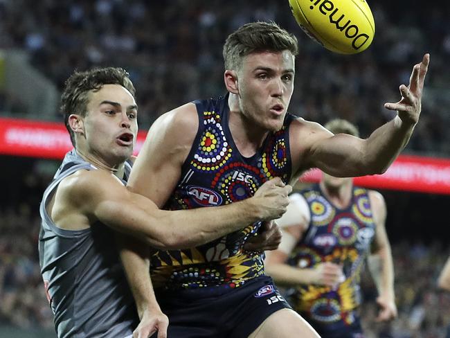 AFL - SHOWDOWN 47 - Adelaide Crows v Port Adelaide at the Adelaide Oval. Karl Amon and Paul Seedsman. Picture SARAH REED