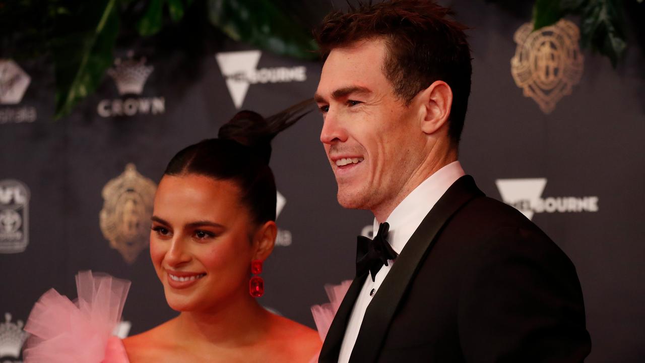 Jeremy Cameron and Indiana Putra at last year’s Brownlow Medal. (Photo by Michael Willson/AFL Photos via Getty Images)