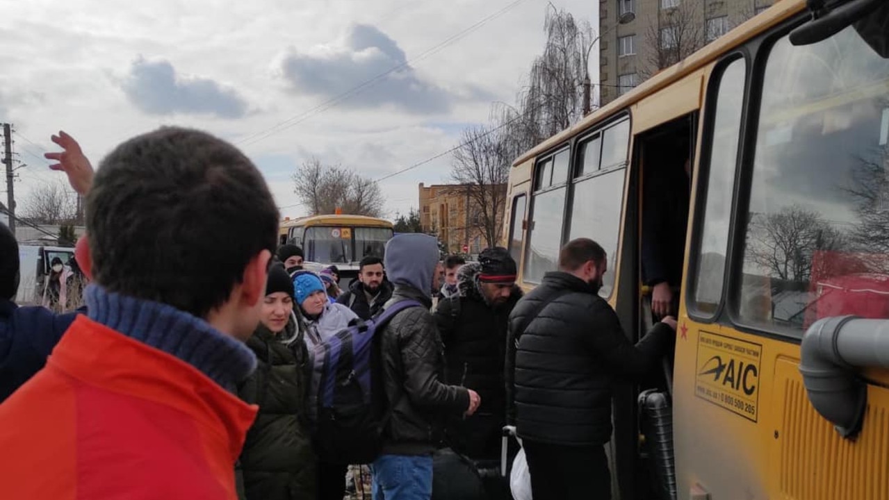 The evacuees were taken to the Poltava region, 177kms away. Picture: Facebook/ Dmytro Lunin.