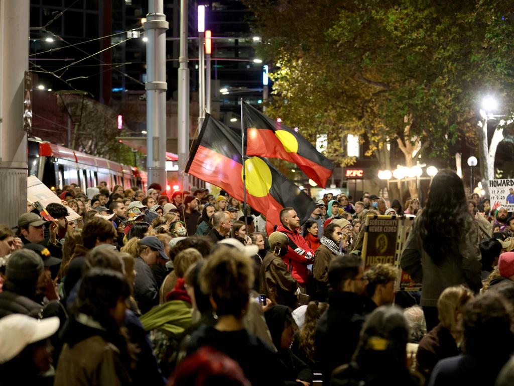 Protesters march in Sydney CBD to demand justice over the recent death of a 24-year-old man in police custody in the Northern Territory. Picture: NewsWire / Damian Shaw