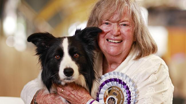 Penny Dalzell with her border collie Zypperty, who won best in obedience. Picture: Sam Ruttyn